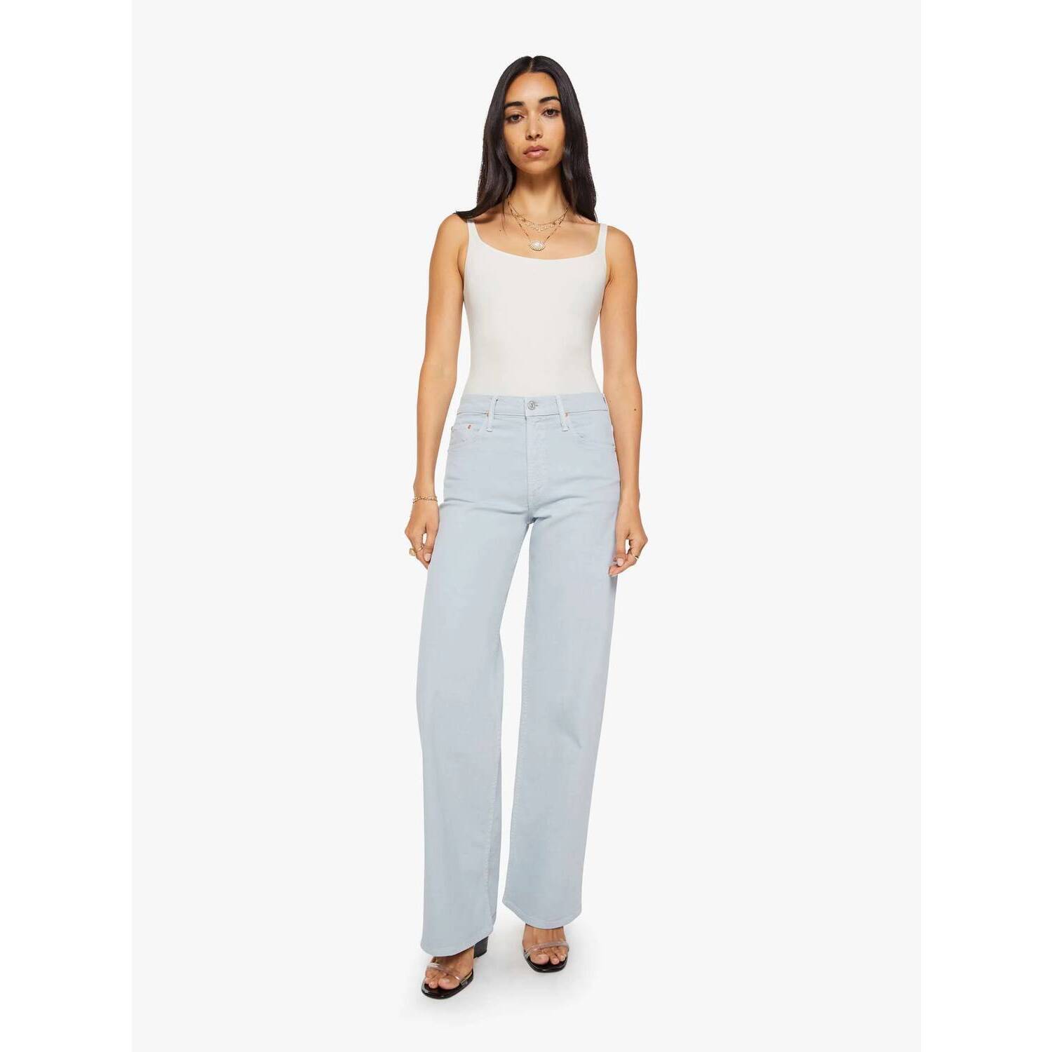 New Mother Rerun Zip Sneak Jeans In Ballad Blue